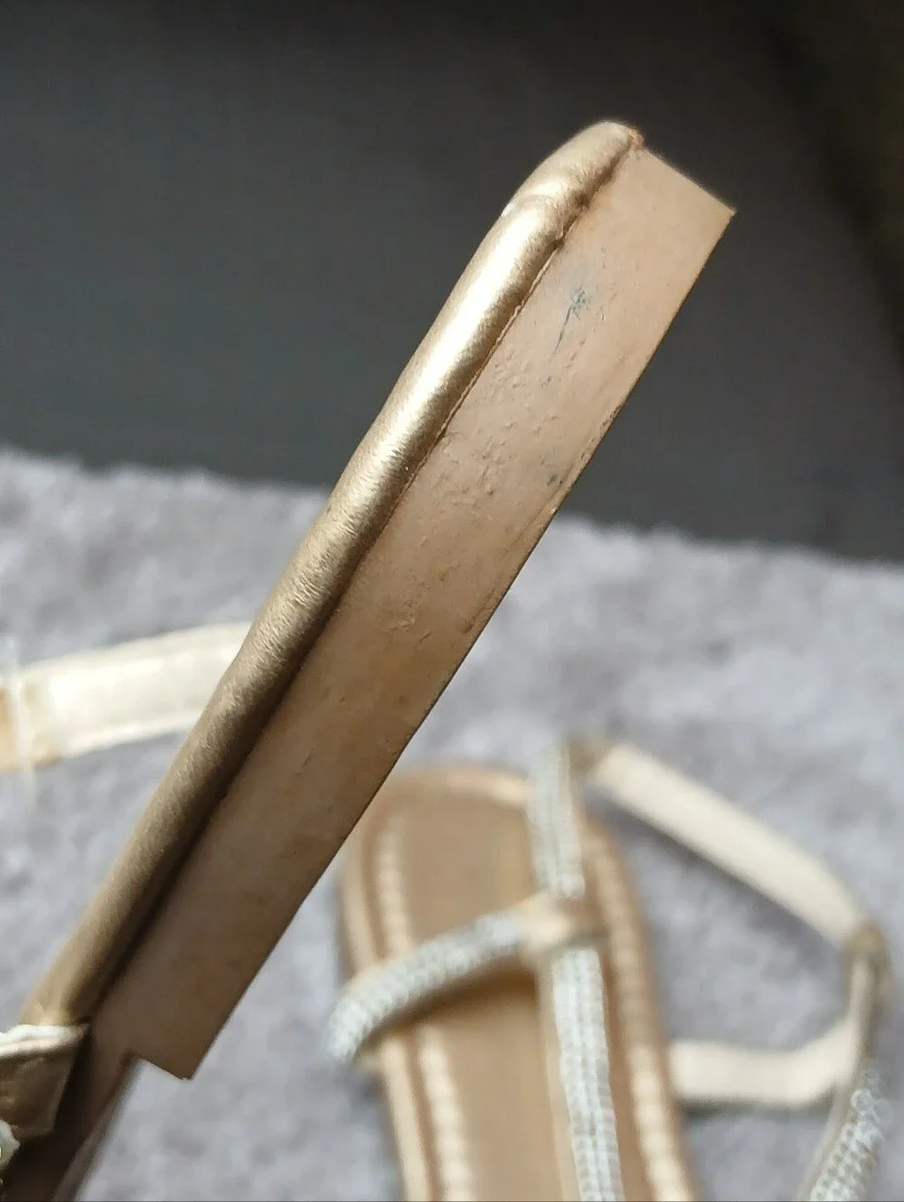 Metallic Gold Rhinestone T-Strap Slingback Flat Sandals 9